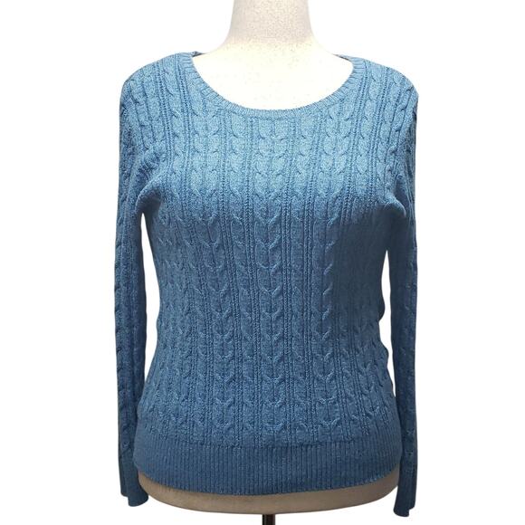 St. John’s Bay Light Blue Cable Knit Sweater – Women’s XL, Cotton Blend Pullover - Picture 1 of 10